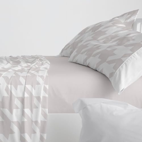 Burrito Blanco | Juego de sábanas Algodón | Cama de 150 a 160cm. (+Medidas Disponibles) | Diseño 631 | Color Quarzo (150-160x190/200cm.)