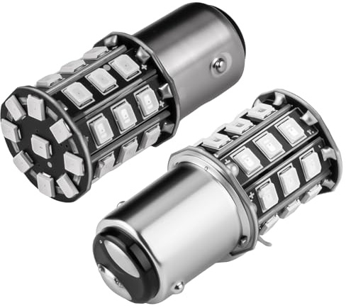 Lyai 1157 BAY15D P21/5W LED Flashing Brake Light Bulbs, 12V-24V Red Extremely Bright 2835 33 SMD Replacement for 1157 Rear Stop Light Tail Position Bulbs 2-Pack