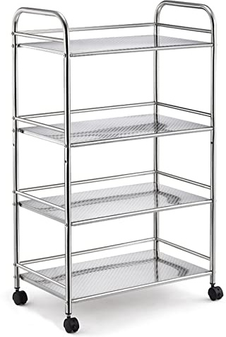 Chariot Utilitaire en Acier Inoxydable à 4 Niveaux, Chariot Roulant Robuste en métal for Aliments, for Cuisine, Restaurant, hôpital, Laboratoire et Maison(40x35x100cm)
