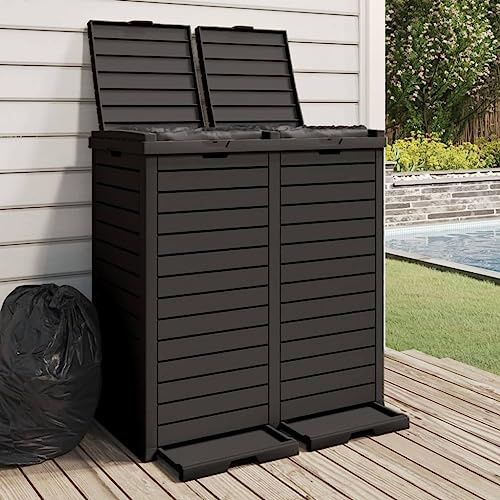 Genérico Cubo de Basura de Exterior Polipropileno Negro 78x41x86 cm,Casa y jardín,Productos del hogar,Contenedores de residuos,Cubos de la Basura y papeleras,Negro,11.1 KG,364173
