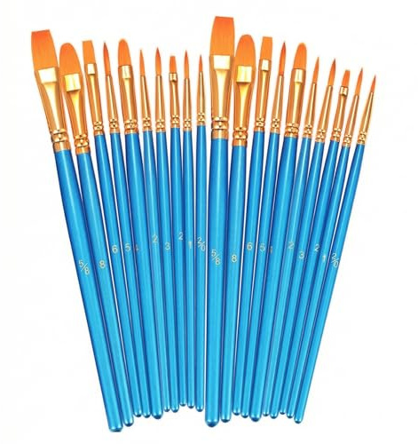 Paint Brush Set,20Pcs Nylon Hair Paint Brushes Set Watercolour Paint Brushes Face Paint Brushes Acrylic and Oil Painting for Children and Adults,Professional