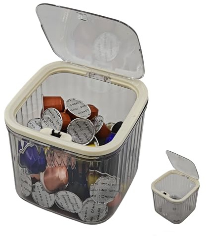 Falumnook Clear Coffee Pod Organizer with Lid - Suitable K-Cup, Keurig & Nespresso Pods, Countertop Coffee Station Organizer (Grey)