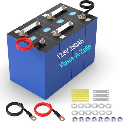 12V 280Ah(4 Stück 3.2V) LiFePO4 Zellen Tiefzyklus Lithiun Batterien Akku der Klasse A, Perfekt für Boot, Wohnmobil, Golf, Off-Grid