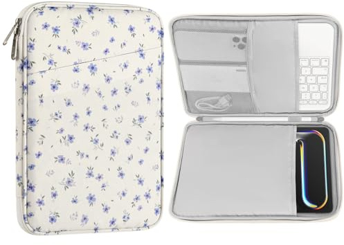MoKo 9-11 Zoll Tablet-Tasche | Tablet-Tragetasche passend für 11 iPad Air M3, iPadA16/Pro 11 M4/11 Air M2/10th 10, 9/iPadAir 5/4 10, Minzblaue Blumen