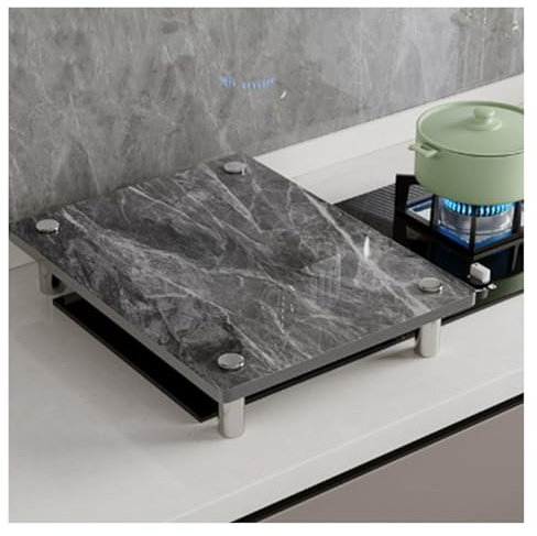 QSTGX Cache Plaque de Cuisson Gaz Couvre Plaque de Cuisson Induction Plan Travail en Pierre Épaisse Résistant Aux Températures Élevées Pieds Support en Acier Inoxydable(C,40X50X8.3 CM)