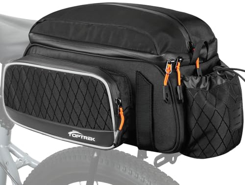 toptrek 3-in-1 Fahrradtaschen für Gepäckträger 15L Wasserdicht | Gepäckträgertasche, Reflektierend Fahradtaschen Hinten Gepäckträger, Gepäckträgertaschen mit Tragegriff und Schultergurt