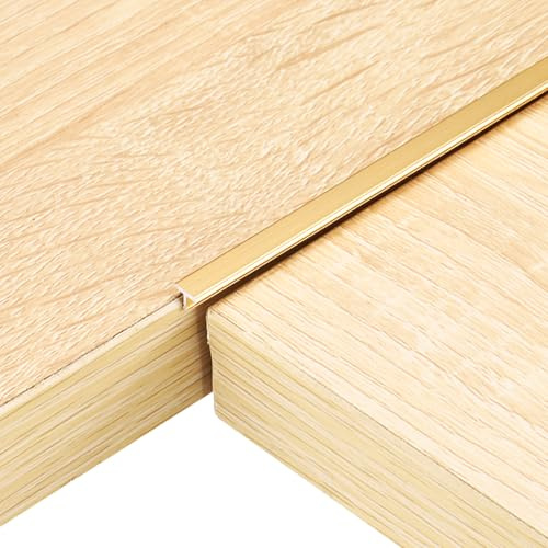 QUARKZMAN 6Pcs 2.9ft x 0.24 Profilés De Transition En T Pour Sol, Bords En Alliage D'Aluminium Pour Joints De Plancher En Vinyle, Remplissage D'Espaces Entre Lames De Parquet Carrelage, Or