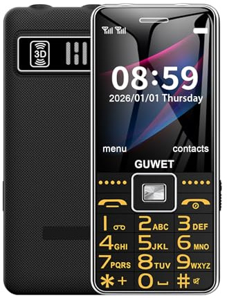Guwet G600 2G Teléfono Móvil para Personas Mayores, Teclas Grandes, Función SOS, Volumen Alto, Llamada Rápida, Doble SIM Doble Standby, Larga duración de batería, Color Negro