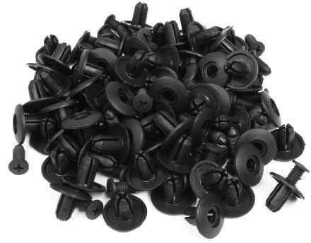 sourcing map Auto Tür Nieten Push-Type Schwarz 100 Stück Kunststoff | Durchmesser 8mm, Gesamtlänge 19mm, Nettogewicht 112g
