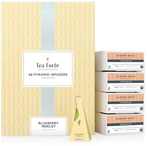 Tea Forté 48 pyramidi de infusi lusso ai Mirtilli , Blueberry Merlot Event Box by Tea Forte