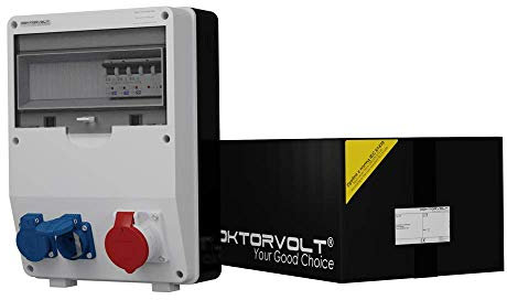 Doktorvolt Stromverteiler Stecker 16A Baustromverteiler Mennekes CEE-Steckdosen Schuko IP44 TD-S mit 2x230V 1x16A