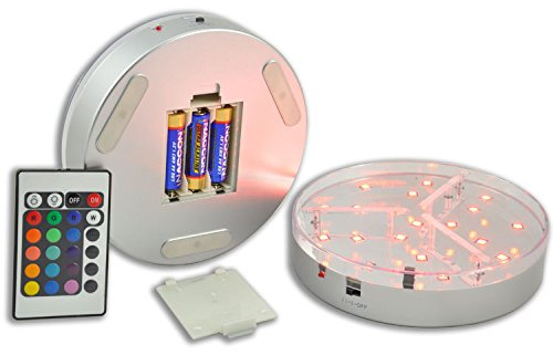 Kitosun 6inch Under Vase Led Light Base 19pcs Multicolors RGB LED w/remote 3aa Battery Operated for Home, Events, Wedding, celebrations Centerpiece Under Vase Lighting (6inchX1.4inch, Multicolors LED)