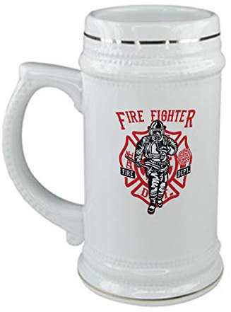 bubbleshirt Boccale da birra Firefighter - pompiere - in ceramica - capienza 50 cl - idea regalo