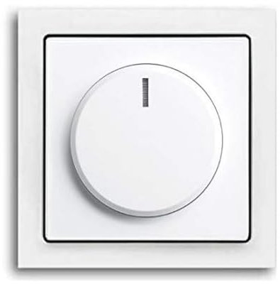 EBROM® Komplettset LED Drehdimmer + Busch Jäger Rahmen 1721-184K + Scheibe 6540-84-102 Future Linear studioweiß UP Unterputz Dimmer - Phasenabschnitt, LED 5-150 Watt dimmbare Halogen etc. 15-400 W/VA