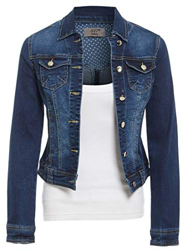 Womens Fitted Denim Jacket Ladies Stretch Black Grey Jean Jackets Size 6 8 10 12 14 16