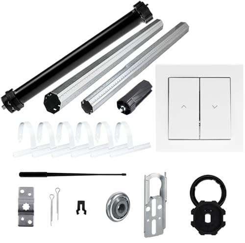 NOBILY *** Rolladen-Komplett-Set für 60mm (SW60) Achtkantwelle Maxi-Rolladenmotor 20Nm + Wippschalter + Mechanik-Set bis zu einer Gesamtlänge von 2 Meter