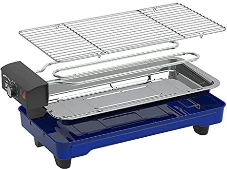 Barbecue Portatif Grillades électriques d'intérieur Grill sans fumée 1500W grill de barbecue électrique et plaques de gril antiadhésive avec contrôle de la température, plateau d'égouttage amovible, b