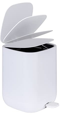 WENKO Cubo de pedal Davos, blanco 5 lts. - Cubo de cosmética, cubo de basura Capacidad: 5 l, Polipropileno, 23 x 26 x 27 cm, Blanco