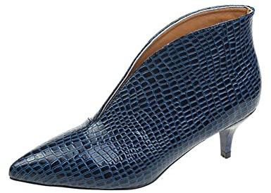 Ankel Stövlar Med Kattunge Häl for Kvinnor Domstol Skor Sexiga Spetsiga Tå Patent Läder Chelsea Booties Pumpar Party Prom Club Dress Shorty Stövlar (Color : Blue Stiletto Heel, Size : 38 EU)