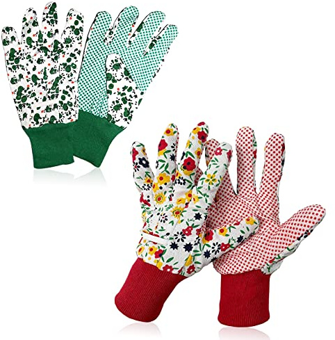 Grantop Gardening Gloves for Women Set,2 pairs Comfortable Gardening Working Gloves for Ladies Women,Floral Garden Gloves with Elastic Cuffs and Non-Slip for Yard, Fishing, Camping.