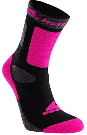 Rollerblade KIDS SOCKS, Inline-Skate Socken für Mädchen, Kinder Sportsocken, Schwarz/Pink, S (35-38)