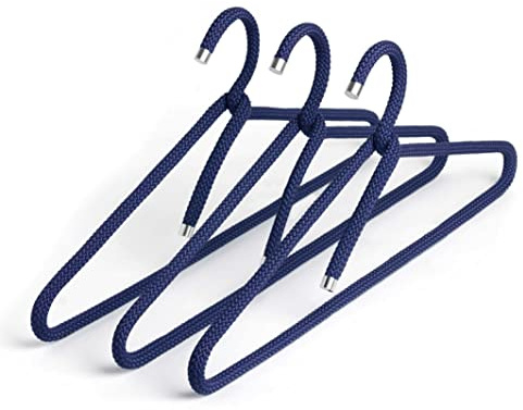 Peppermint Products - Set di 3 grucce in corda per abbigliamento | Antiscivolo, design di Roman Luyken | Perfetto per giacche, camicie, pantaloni | Appendiabiti per armadio e guardaroba (Blu)