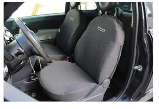 Italfodere - Vordersitzbezüge und Rücksitzbezüge für Auto - Kompatibel mit Fiat 500 - Handgefertigt - Baumwolle - Schaumgummi - Polyester - Auto-Interieur-Zubehör - Hergestellt in Italien - Anthrazit