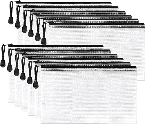 NICKLIN 10 Stück Wasserdichte Dokumententasche A5 Dokumentenmappe | Wasserdichtes, Design mit Reißverschlusstasche, Transparente Design der Netztasche für Bürobedarf Dokumente Papier Reise