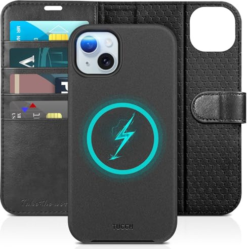 TUCCH Hülle für iPhone 15 Plus, Abnehmbar, 2-IN-1, Schwarz