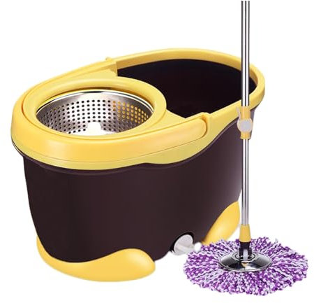 BZJPRFC Trapeador Y Cubo con Juego De Escurridor, Cubo De Plástico For Fregona For Uso Húmedo Y Seco, Mango Cómodo Y Duradero De 10 litros (2,19 Galones), Apto For Interiores Y Exteriores