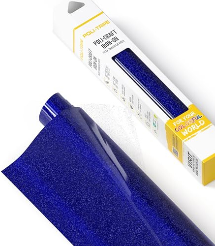 POLI-FLEX® PEARL GLITTER® - Glitzerfolie für Textilien – Flexfolie mit Glitter-Effekt zum Aufbügeln, Plotterfolie für DIY Shirts, Royal Blau, 30,5 cm x 61 cm
