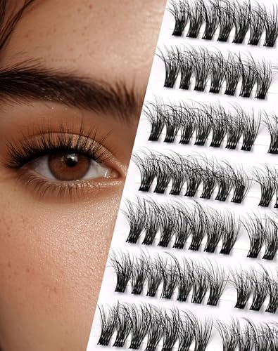 Natural Lash Clusters Round Eye Extension Mink Wispy Lashes Cluster False Individual Eyelashes Fluffy DIY Eyelash Pre-styled 7 Pair N02