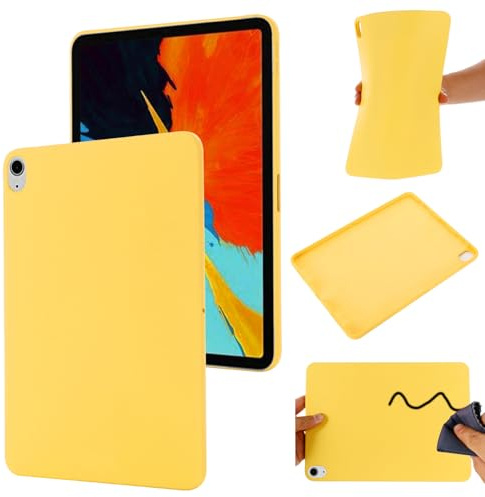 BRAND SET Handyhülle für Apple iPad Air 11 (2024) Silikon Hülle,mit Mikrofasertuch Futterkissen Soft Touch Schutzhülle für Apple iPad Air 11 (2024)-Gelb
