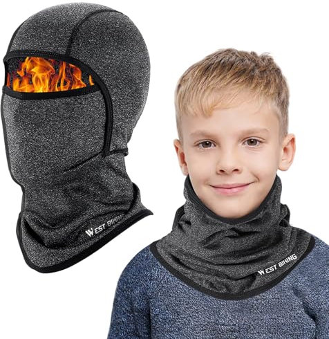 AYPOW Kinder Sturmhaube Warm, Multifunktional Winddicht Fleece Skimaske Radfahren Gesichtsmaske unter dem Helm, Sturmmaske Mütze mit Halswärmer für Jungen Mädchen 4–12, Winter Outdoor Sport