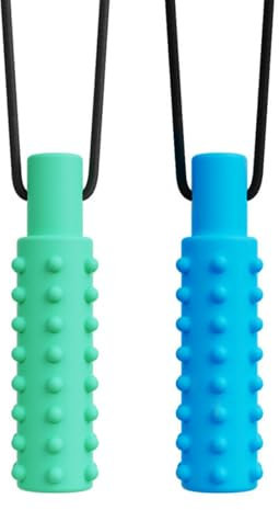 QEDBOJE 2 pcs Sensory Kauen Halskette, Langlebiges und starkes Silikon-Kauspielzeug, Kaukette für Jungen und Mädchen
