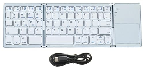 Louttary Teclado Bluetooth plegable sin teclado táctil para tablet iOS/Android/, teclado de teléfono móvil, fácil instalación, fácil de usar, plateado