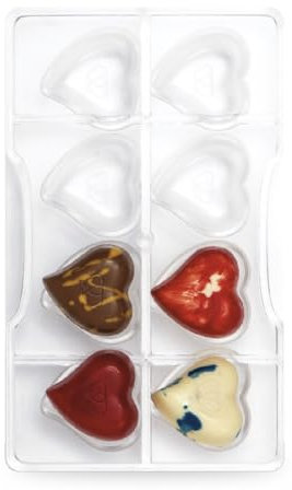 Stampo per CIOCCOLATINI a forma di CUORI cuoricini - con 8 cavità - stampo in policarbonato ideale per la lavorazione del CIOCCOLATO