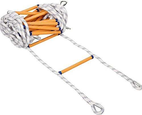 Fire Escape Rope Ladder, Safety Ladders with Carabiners, Emergency Fire Escape Ladder Flame Resistant Safety Rope Ladder/15M