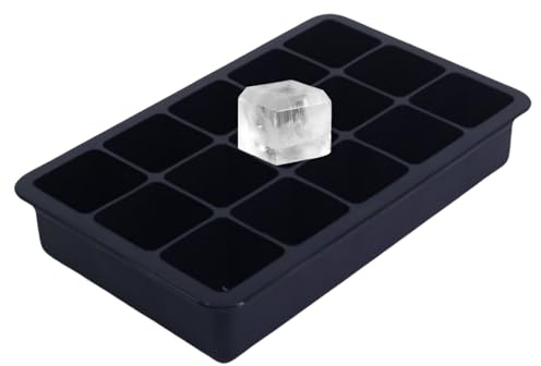 Ice Cube Tray Large Ice Tray with Lid Silicone Ice Cube Moulds BPA Free Flexible Food-Grade Easy Release Icecube Tray Freezer for Parties Drinks Cocktails Frozen Liquids Whiskey (15 Square)
