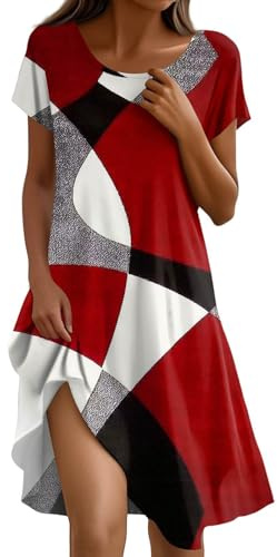 Damen Kleider Sommerkleid Midi Musselin Boho-Kleid Sommer A Linien Damenkleider Blusenkleid Festliches Strandkleid Damen Tenniskleid Hemdblusenkleid Große Größen Sommerkleid Leicht Und Luftig