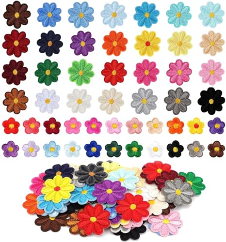 50 Stück Flicken zum Aufbügeln Kinder, Blume Bestickte Patches zum Aufbügeln Set, Blumen Applikationen Bügelflicken Kinder aufbügelflicken für Hut Jeans Jacken Rucksäcke DIY Zubehör