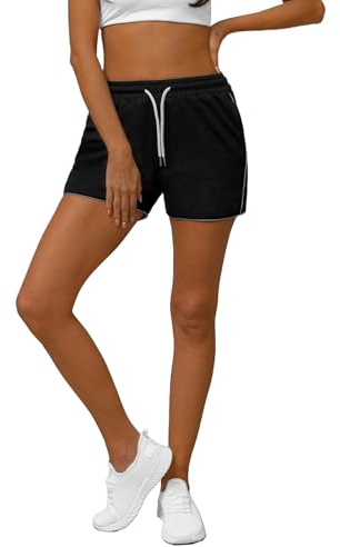 OZONEE Damen Shorts Sporthose Kurz Hotpants High Waist Sweatshorts Sweatpants Hose Sportshorts Jogginghose Sport Sweathose Trainingshose Freizeithose Joggpants 777/7764S/3 SCHWARZ L