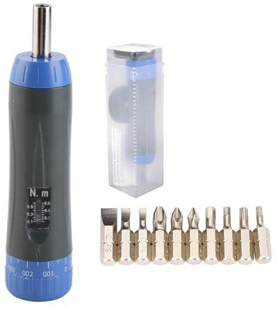 Destornillador de llave de torsión fhooky 0.1-0.6n.M Tornitrén de torsión de electricista ajustable Preset con 10 bits