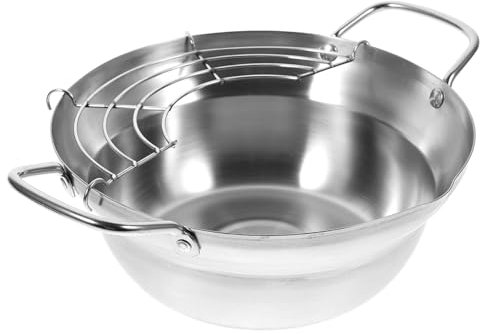 LIFKOME Friteuse Mini Antiadhésive à Tempura en Acier Inoxydable Multifonctionnelle 1.5L Cuisine Restaurant et Banquets Couvercle