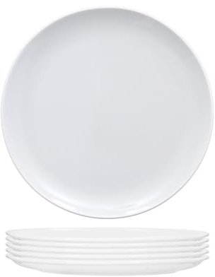 Tata Home Set 6 Piatti per Pizza Grandi in Porcellana Bianca Diamentro 31 cm Moderni Piatto Portapizza Tradizionale Mod. Simply