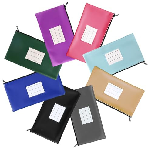 Geldtaschen Banktasche, 8 Stück 28 x 16 cm Leder Bankmappe Geldtasche Organizer, Geldbeutel Dokumententasche mit Herausnehmbare Karte Fenster und Reißverschluss, für die Arbeit und das Büro