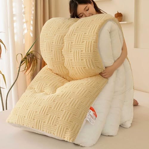 HLTQL Coperta Calda Imbottita Invernale Letto Matrimoniale Trapunte Invernali Pesanti in Lana d'Agnello Trapunta Invernale Matrimoniale Agnello(b2,150x200cm-3kg)