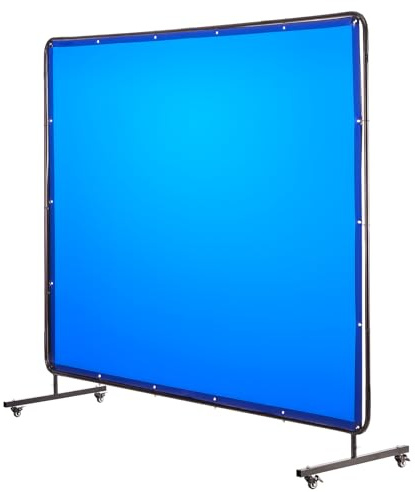 VEVOR Écran de Soudage 1,74 x 2,34 m Rideau de Soudage avec Cadre Écran Protection Soudure Mobile Vinyle Ignifuge avec 4 Roulettes avec 2 Freins, Protection UV 6 Niveaux, pour Atelier, Industrie, Bleu
