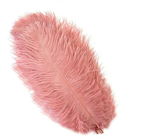 Lot de 10 grandes plumes d'autruche blanches (15-60 cm) pour centres de table, accessoires de décoration de carnaval, fêtes et mariages - Cuir foncé rose - 45-50 cm