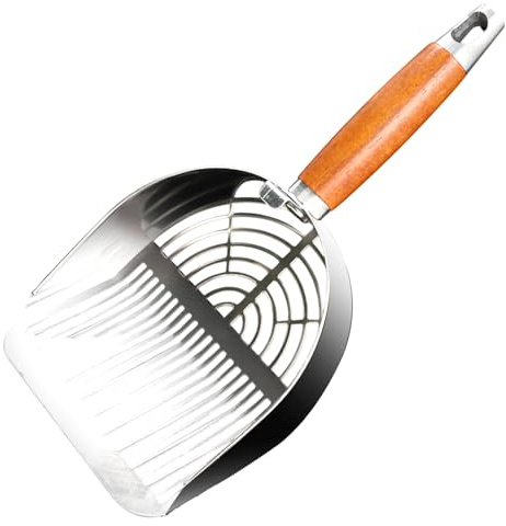 Zetqhuu Pala de arena para gatos | Cuchara colador de acero inoxidable para arena de gatos | El metal para la bandeja de arena para gatos, para la limpieza interior de hogares de mascotas para hombres